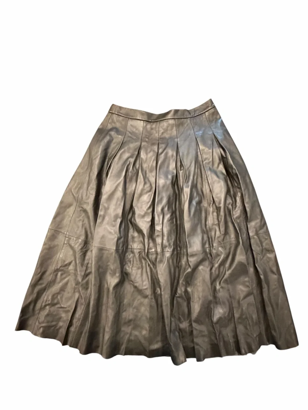 NEW Nordstrom Pleated Leather Skirt Black Size Medium Cowgirl Boho Whimsigoth